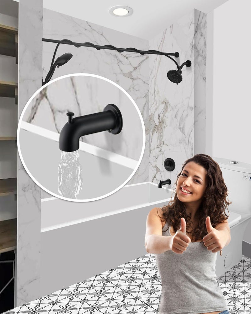 LOCALAND Slip-On Extra Long Tub Spout with Diverter, 1/2 Inch Slip Fit Connection,Matte Black - Image 2